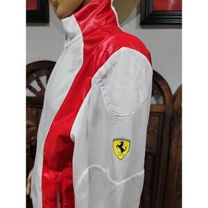 PUMA Scuderia ferrari Size L jacket Sweatshirt White Red Full Zip, Pockets #R1